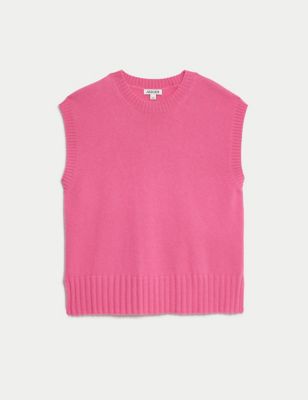 Pure Cashmere Crew Neck Knitted Vest