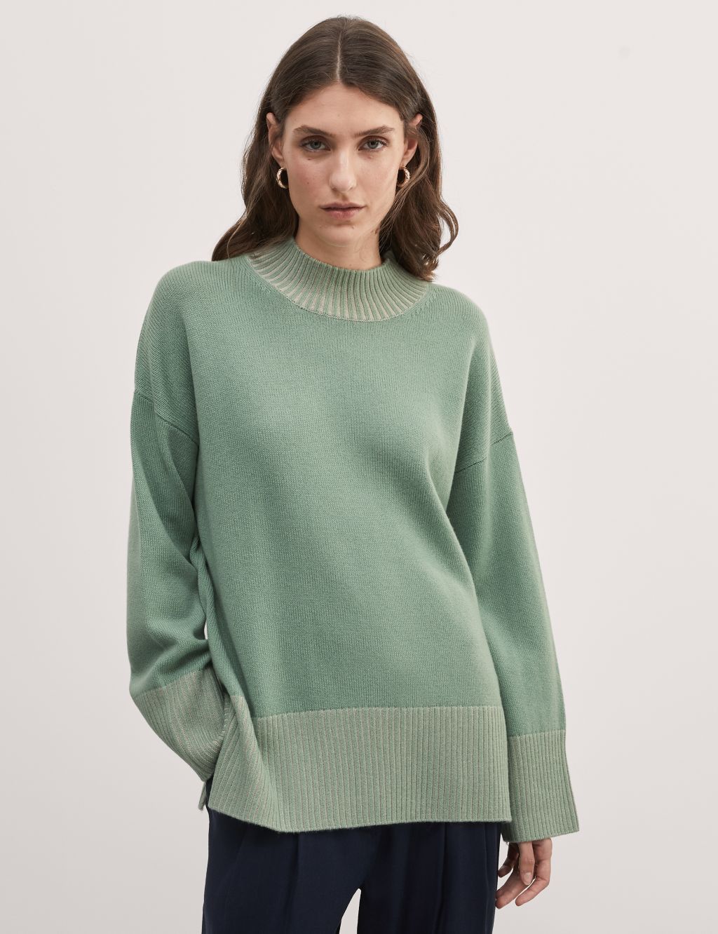 Wool Rich Funnel Neck Jumper with Cashmere image 5