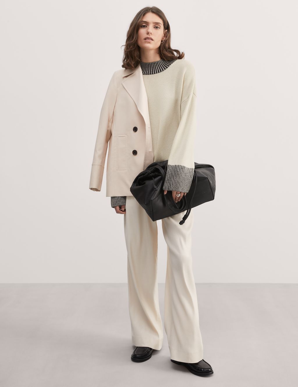 Wool Rich Funnel Neck Jumper with Cashmere image 1