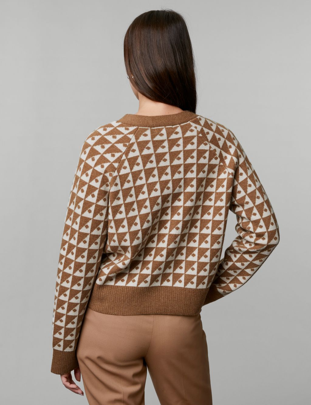 Wool Rich Geometric Cardigan with Cashmere image 5