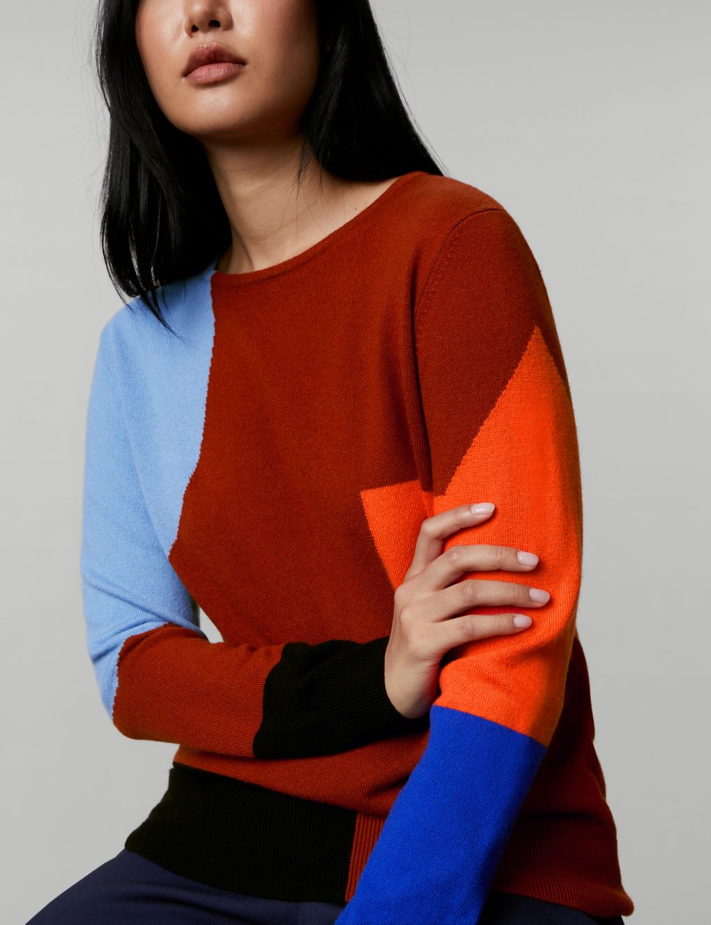 Wool Rich Colour Block Jumper with Cashmere image 4