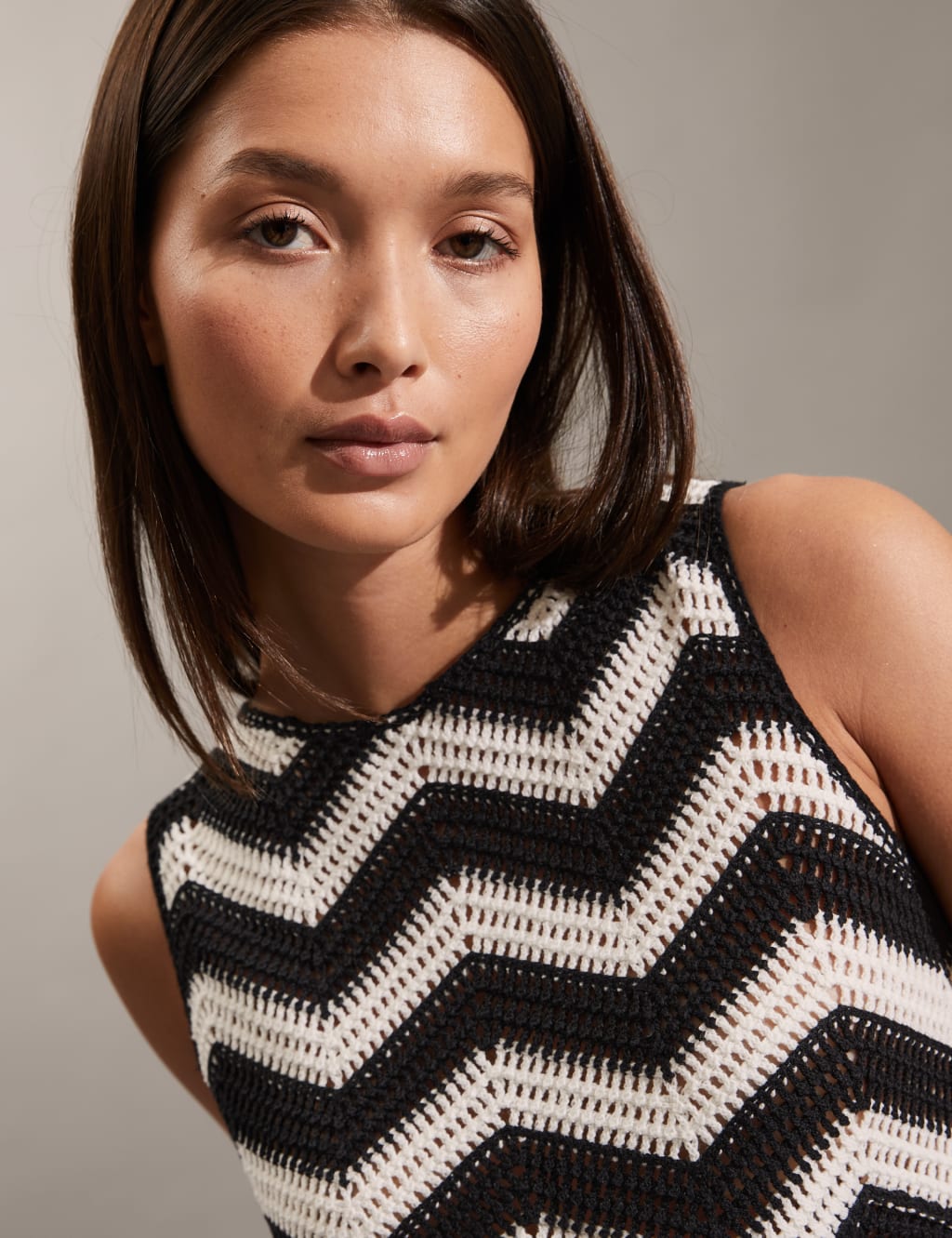 Cotton Rich Striped Crew Neck Knitted Vest image 3