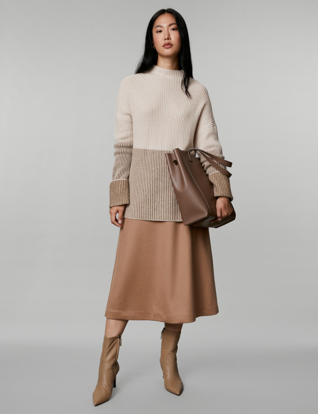 Wool Rich Funnel Neck Jumper with Cashmere image 3