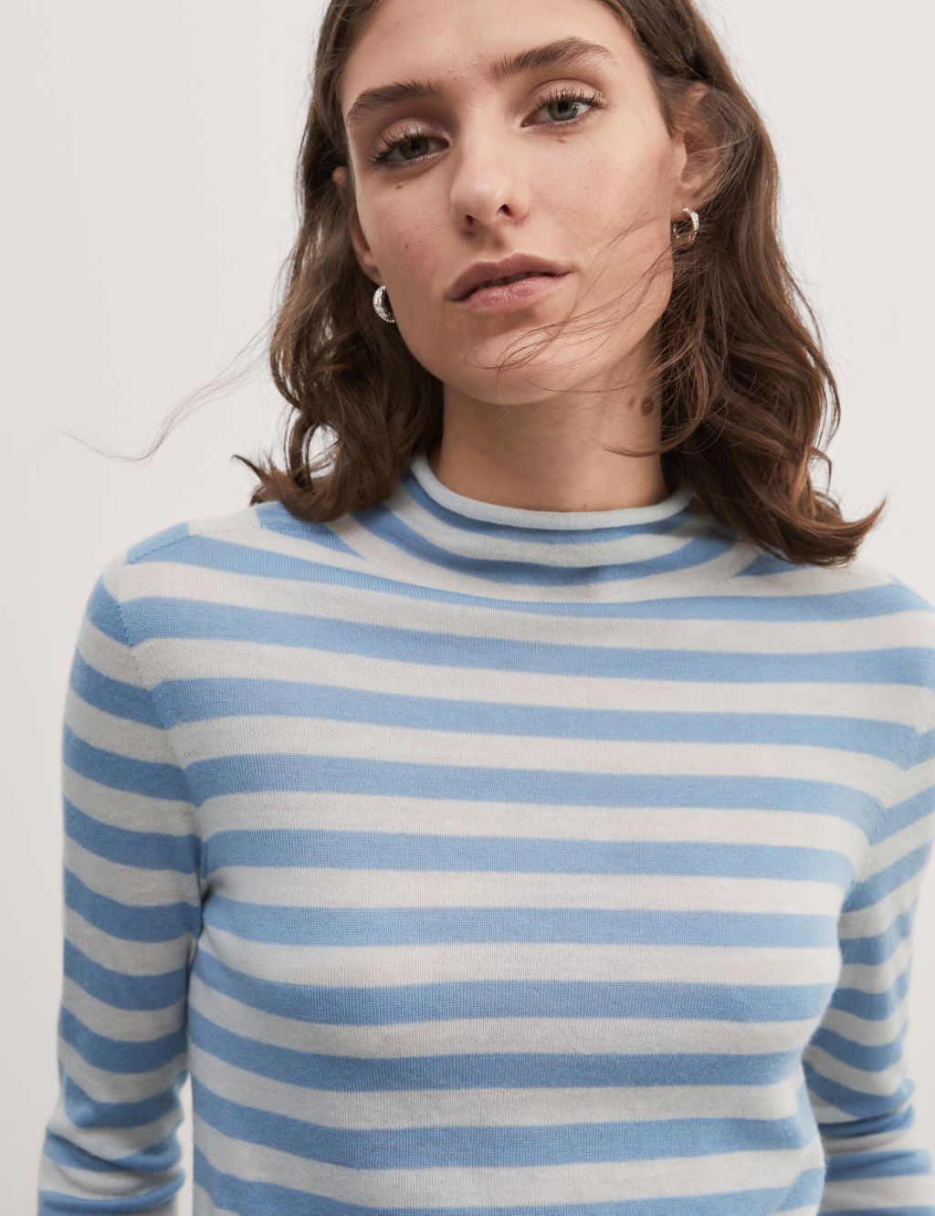 Wool Rich Striped Jumper with Cashmere image 1