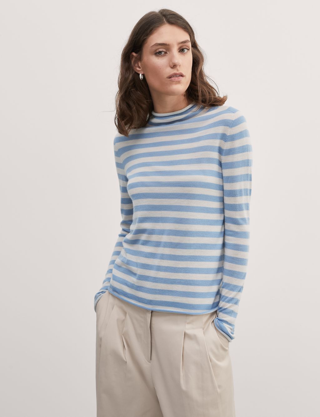 Wool Rich Striped Jumper with Cashmere image 4
