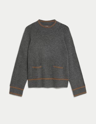 Wool Rich Funnel Neck Jumper with Cashmere
