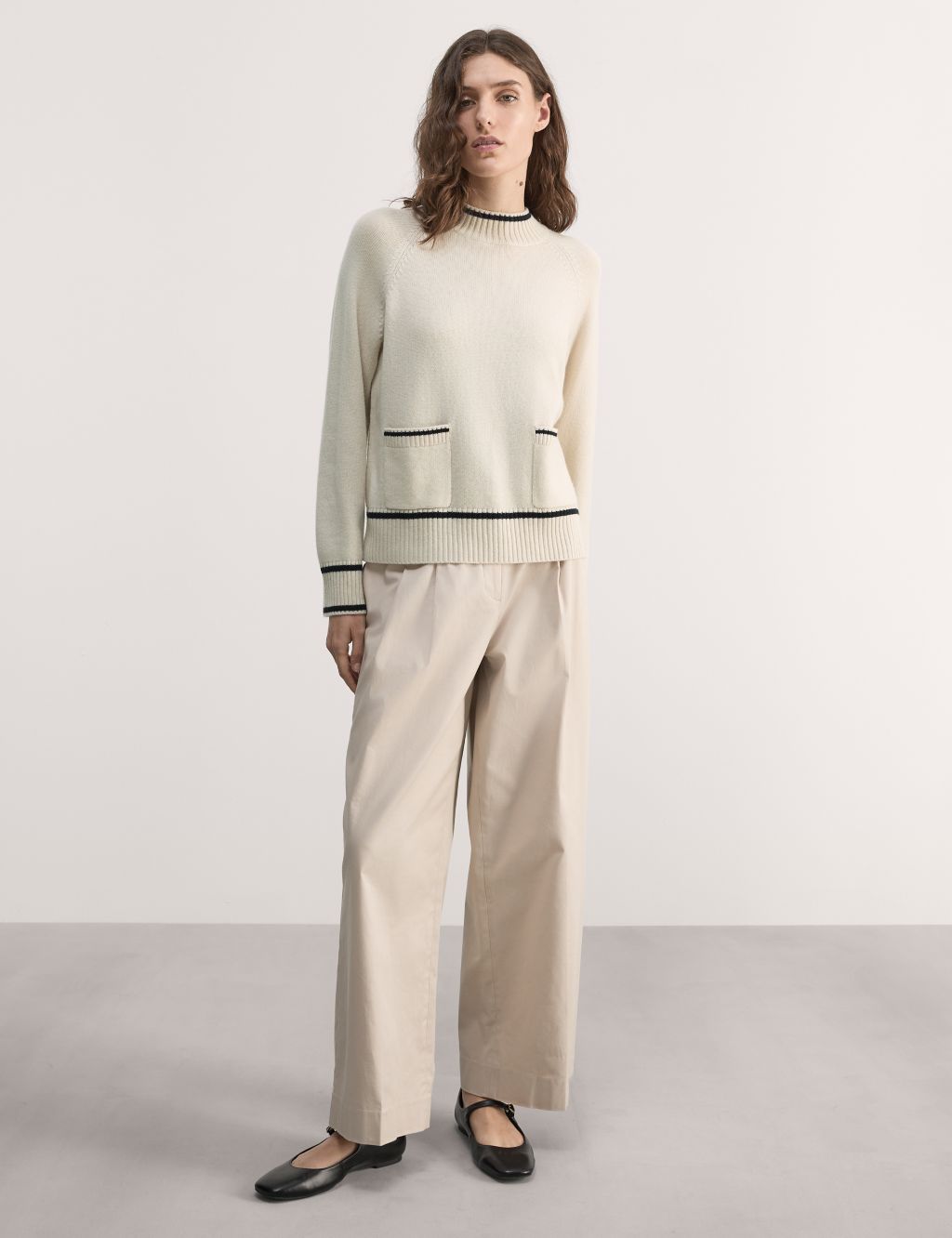 Wool Rich Funnel Neck Jumper with Cashmere