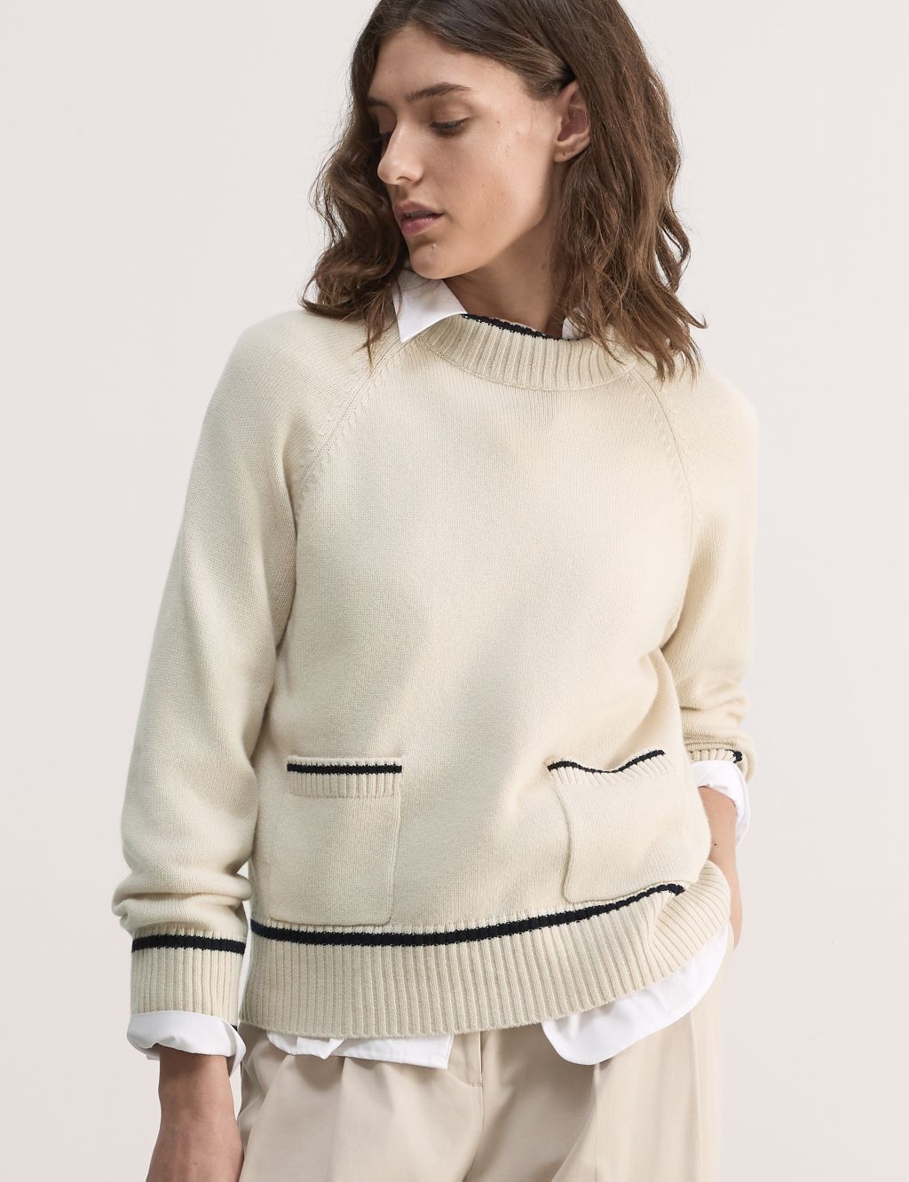 Wool Rich Funnel Neck Jumper with Cashmere image 3