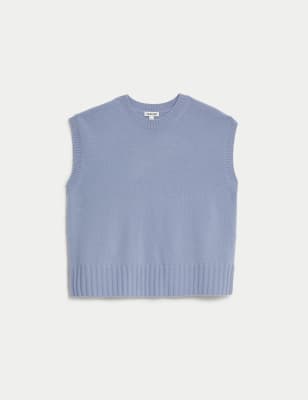 Pure Cashmere Crew Neck Knitted Vest