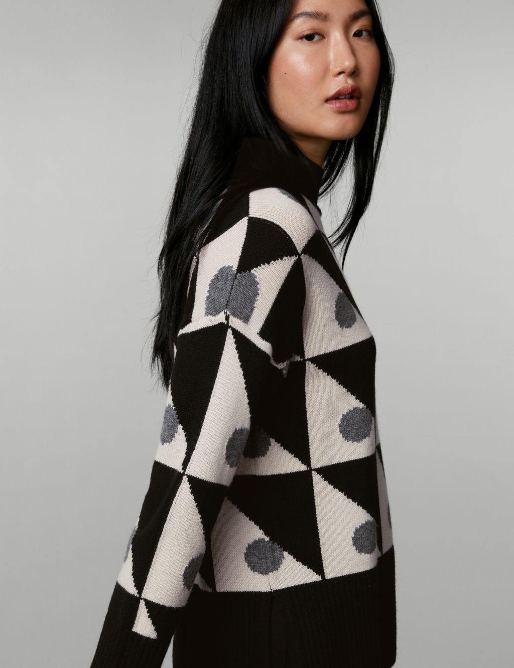 Wool Rich Geometric Jumper with Cashmere image 1
