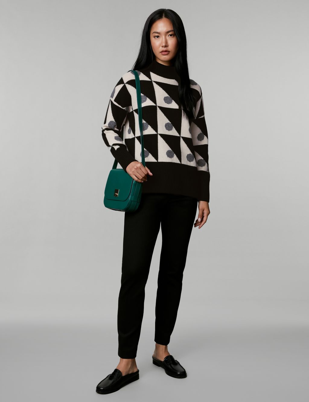 Wool Rich Geometric Jumper with Cashmere image 3