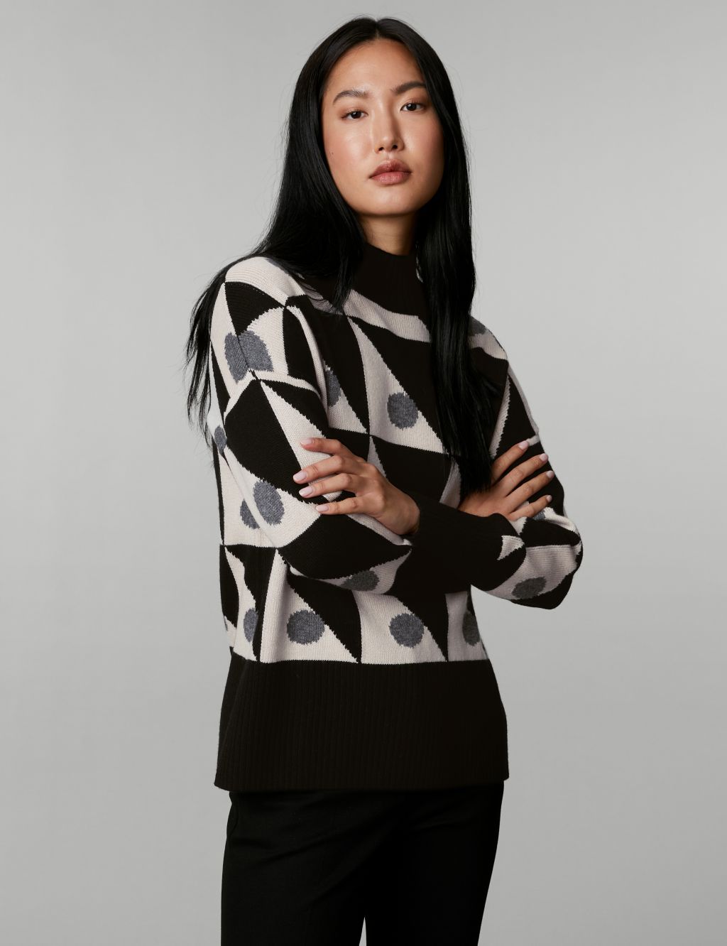 Wool Rich Geometric Jumper with Cashmere image 4