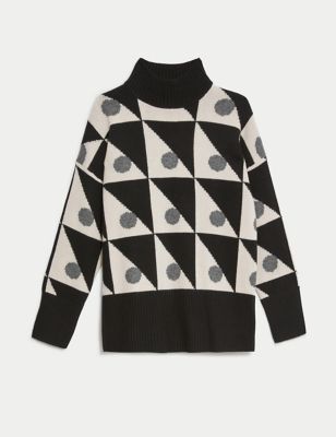 Wool Rich Geometric Jumper with Cashmere