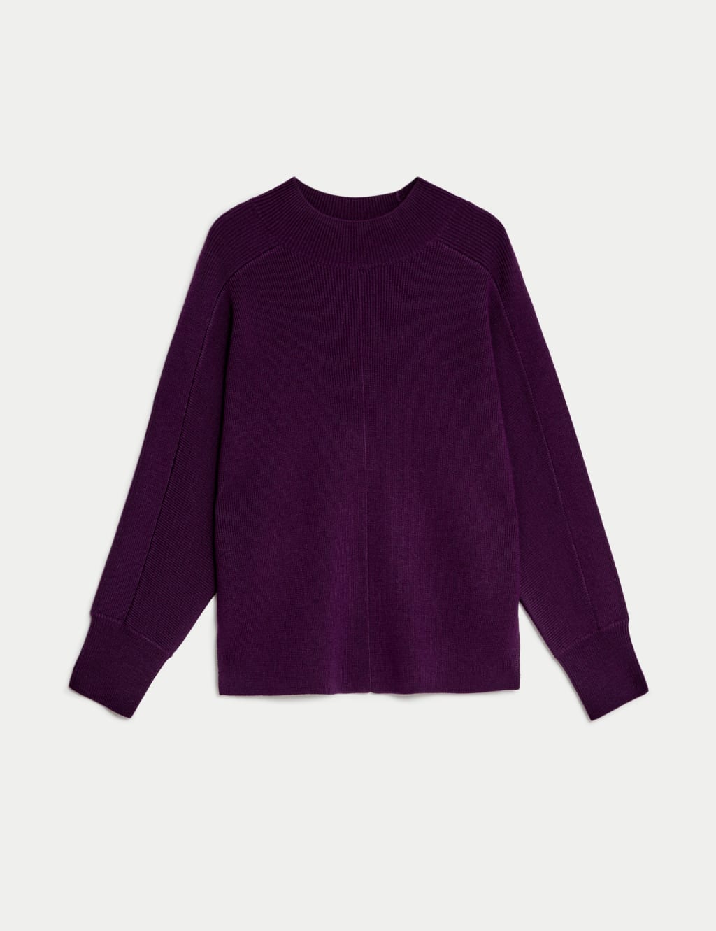 Merino Wool Rich Ribbed Funnel Neck Jumper image 2