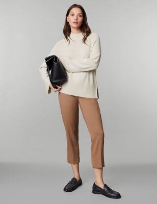 

JAEGER Womens Wool Rich Funnel Neck Jumper with Cashmere - Ivory, Ivory