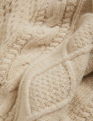 

JAEGER Womens Pure Wool Cable Knit V-Neck Cardigan - Ivory, Ivory