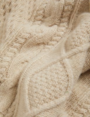

JAEGER Womens Strickjacke aus reiner Wolle mit Zopfmuster und V-Ausschnitt - Ivory, Ivory