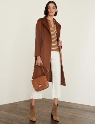 

JAEGER Womens Ribbed Striped Collared Top - Camel Mix, Camel Mix