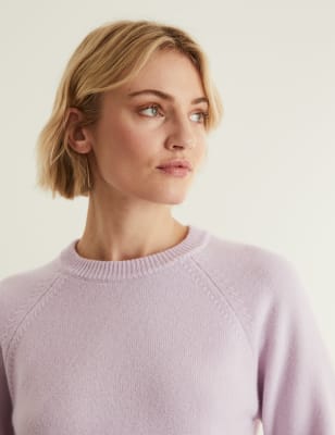 

JAEGER Womens Merino Wool Rich Jumper with Cashmere - Pale Pink, Pale Pink