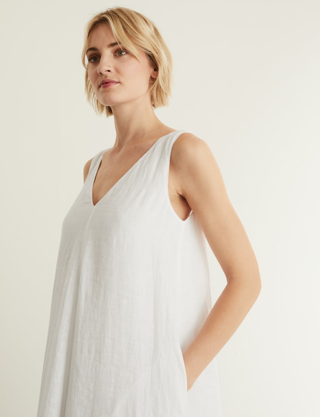 Pure Linen V-Neck Maxi Shift Dress image 4