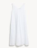 Μάξι ίσιο φόρεμα με λαιμόκοψη V από 100% λινό