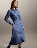 Pure Linen Belted Midi Shirt Dress
