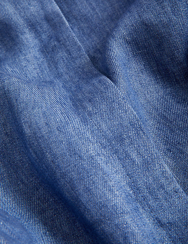 Pure Linen Belted Midi Shirt Dress - GA