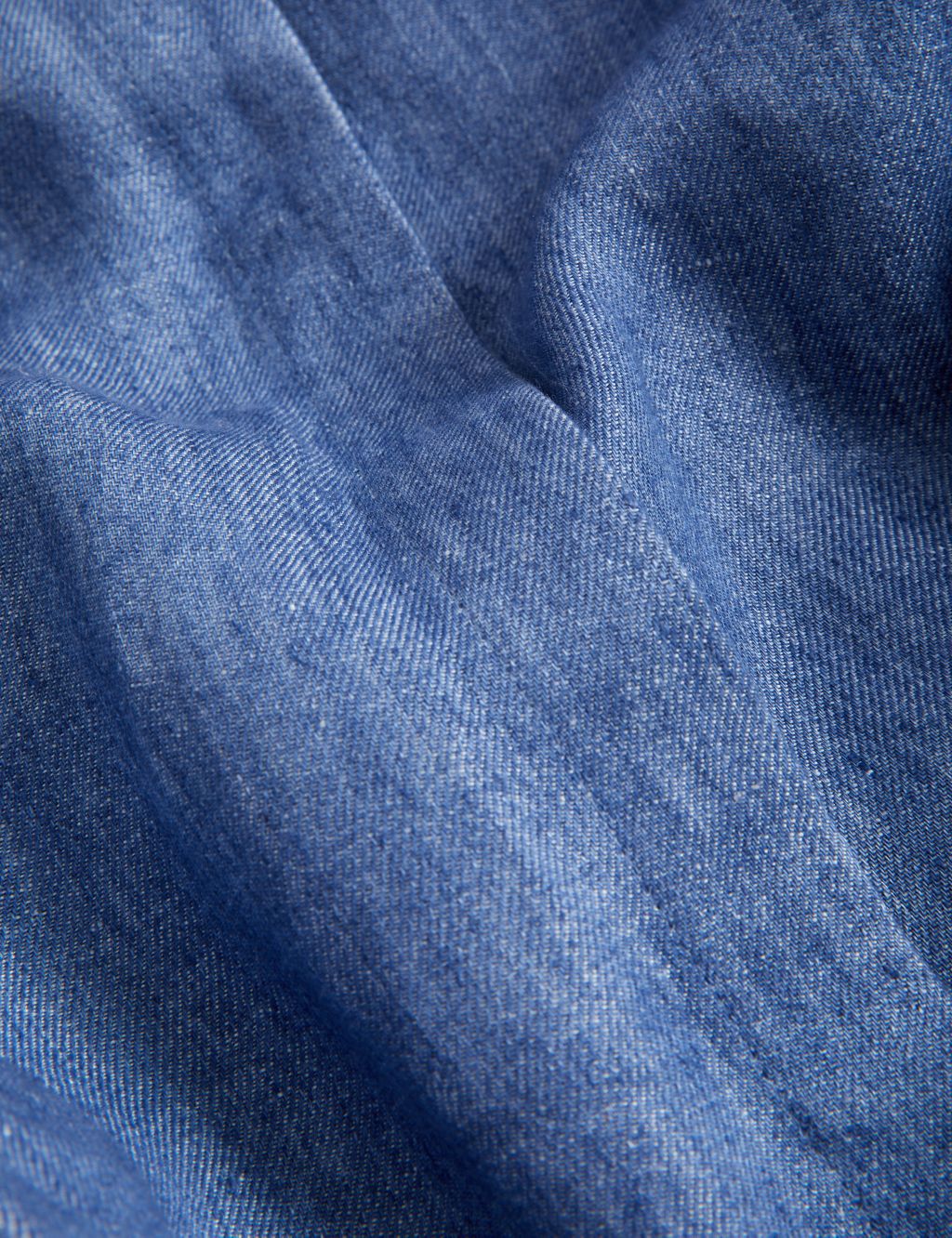 Pure Linen Belted Midi Shirt Dress image 6