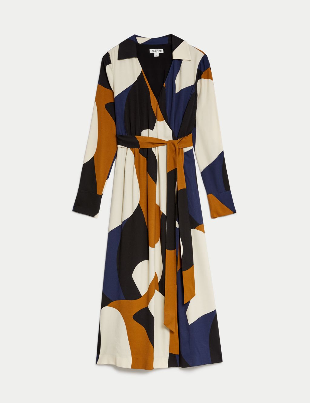 Printed V-Neck Tie Waist Midi Wrap Dress image 2