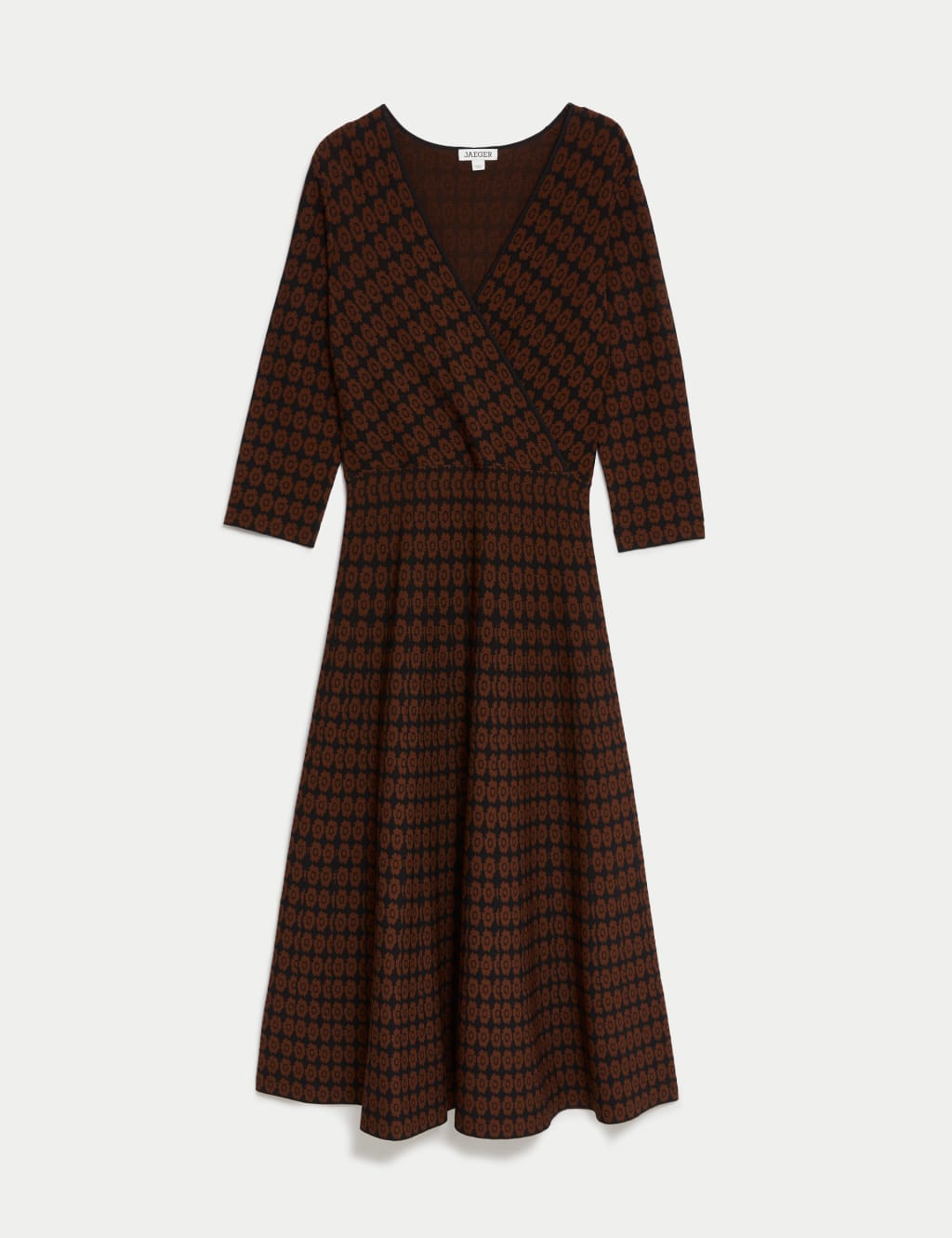 Floral Jacquard V-Neck Midi Skater Dress image 2