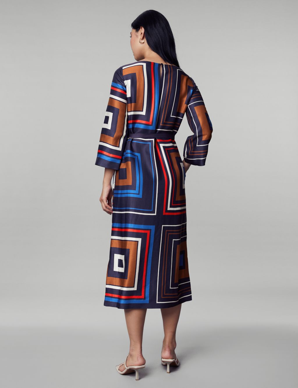 Geometric Shirred Midi Column Dress image 5