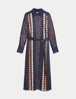 Geometric Button Through Midi Shirt Dress
