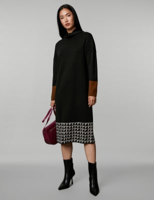 Pure Merino Wool Geometric Midi Dress | M&S MY