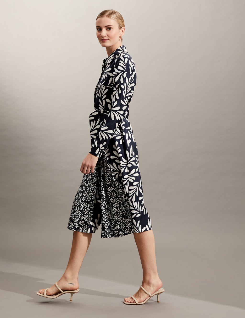 Pure Silk Floral Midi Shirt Dress image 4
