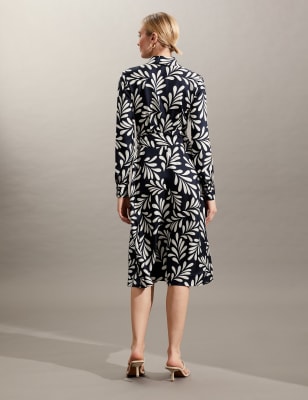 Pure Silk Floral Midi Shirt Dress - BB