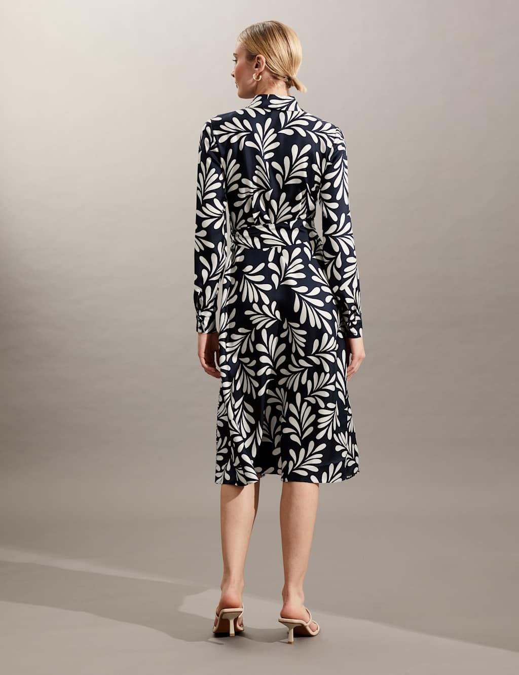 Pure Silk Floral Midi Shirt Dress image 5