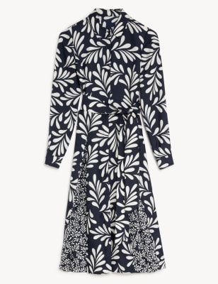 Pure Silk Floral Midi Shirt Dress