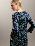 Pure Silk Printed V-Neck Mini Shift Dress