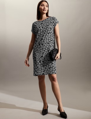 

JAEGER Womens Jersey Printed Knee Length Dress - Navy Mix, Navy Mix