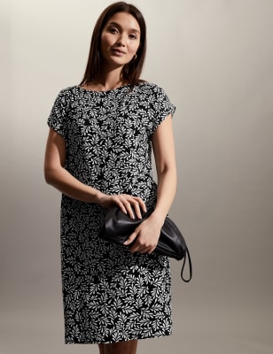 

JAEGER Vestido de punto estampado por la rodillaWomens - Navy Mix, Navy Mix