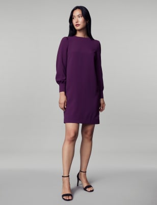 

JAEGER Womens Crepe Knee Length Shift Dress - Purple, Purple