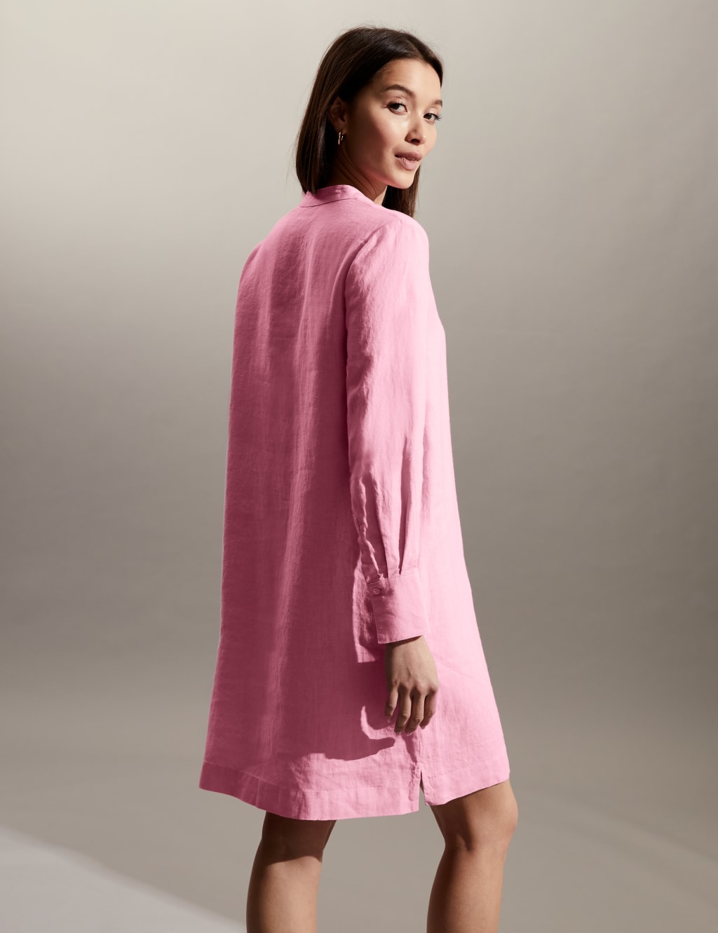 Pure Linen V-Neck Knee Length Shift Dress image 5