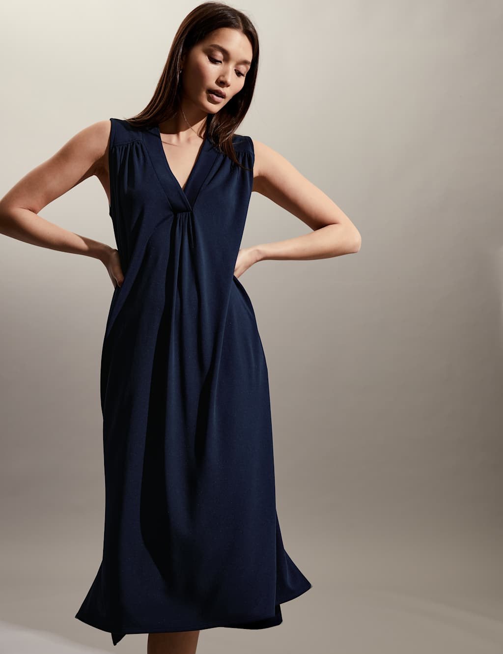 V-Neck Maxi Relaxed Shift Dress image 1