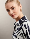 Pure Linen Zebra Print Midi Shirt Dress