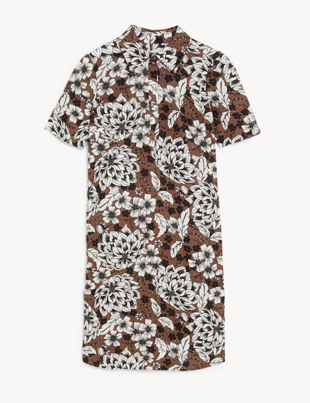 Pure Linen Floral Mini Shirt Dress image 2