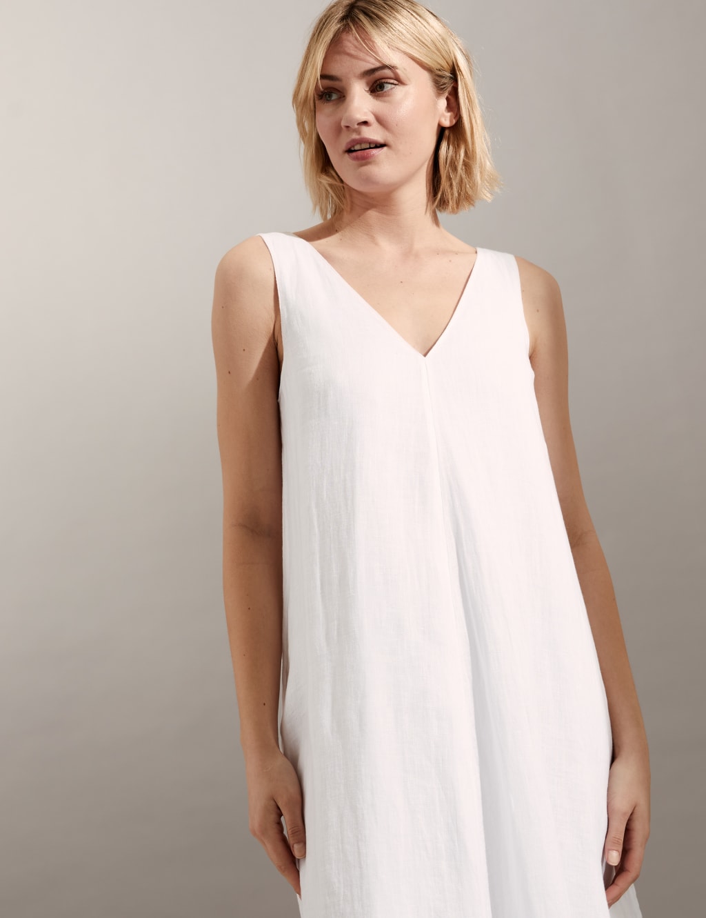 Pure Linen V-Neck Maxi Relaxed Dress image 2
