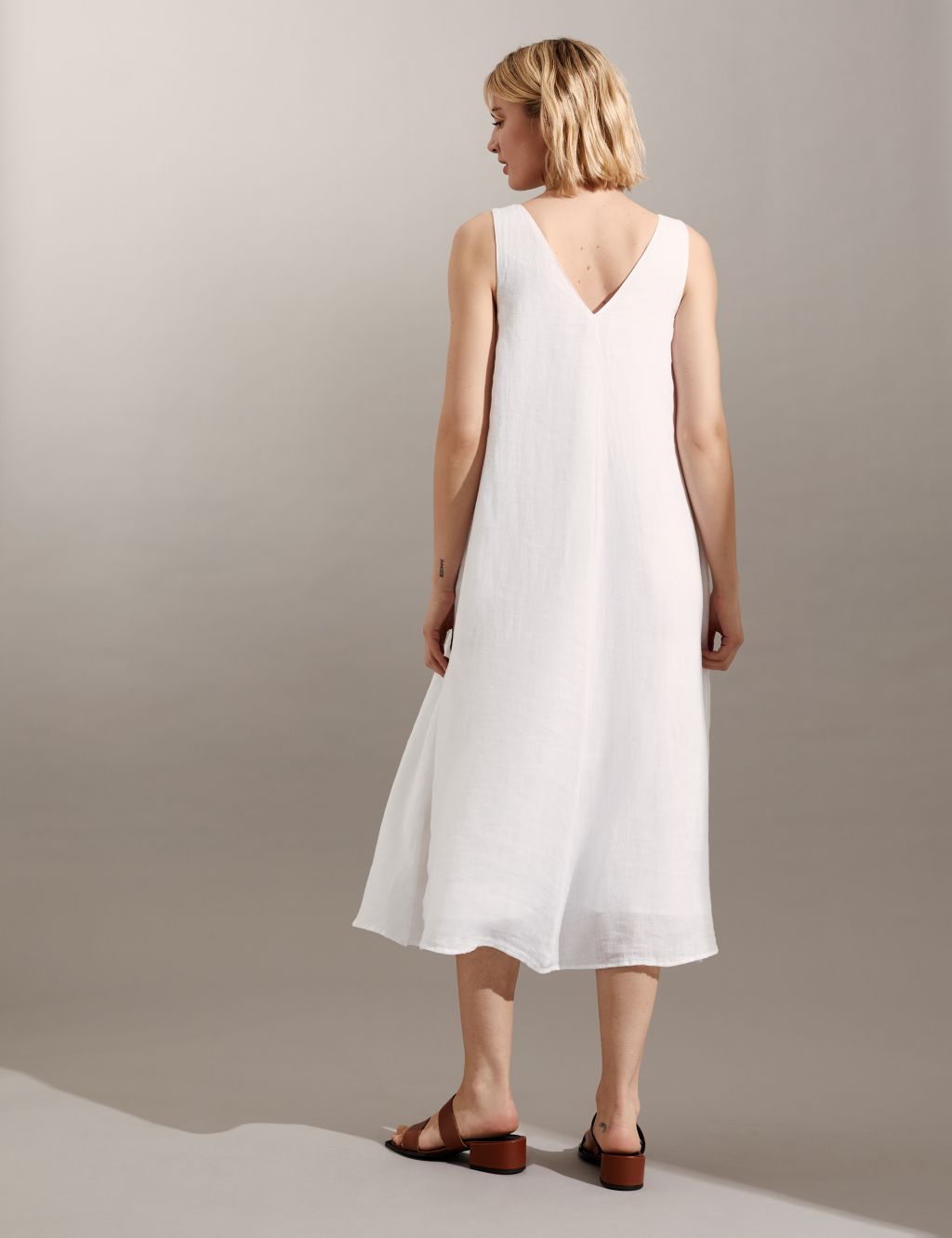 Pure Linen V-Neck Maxi Relaxed Dress image 4