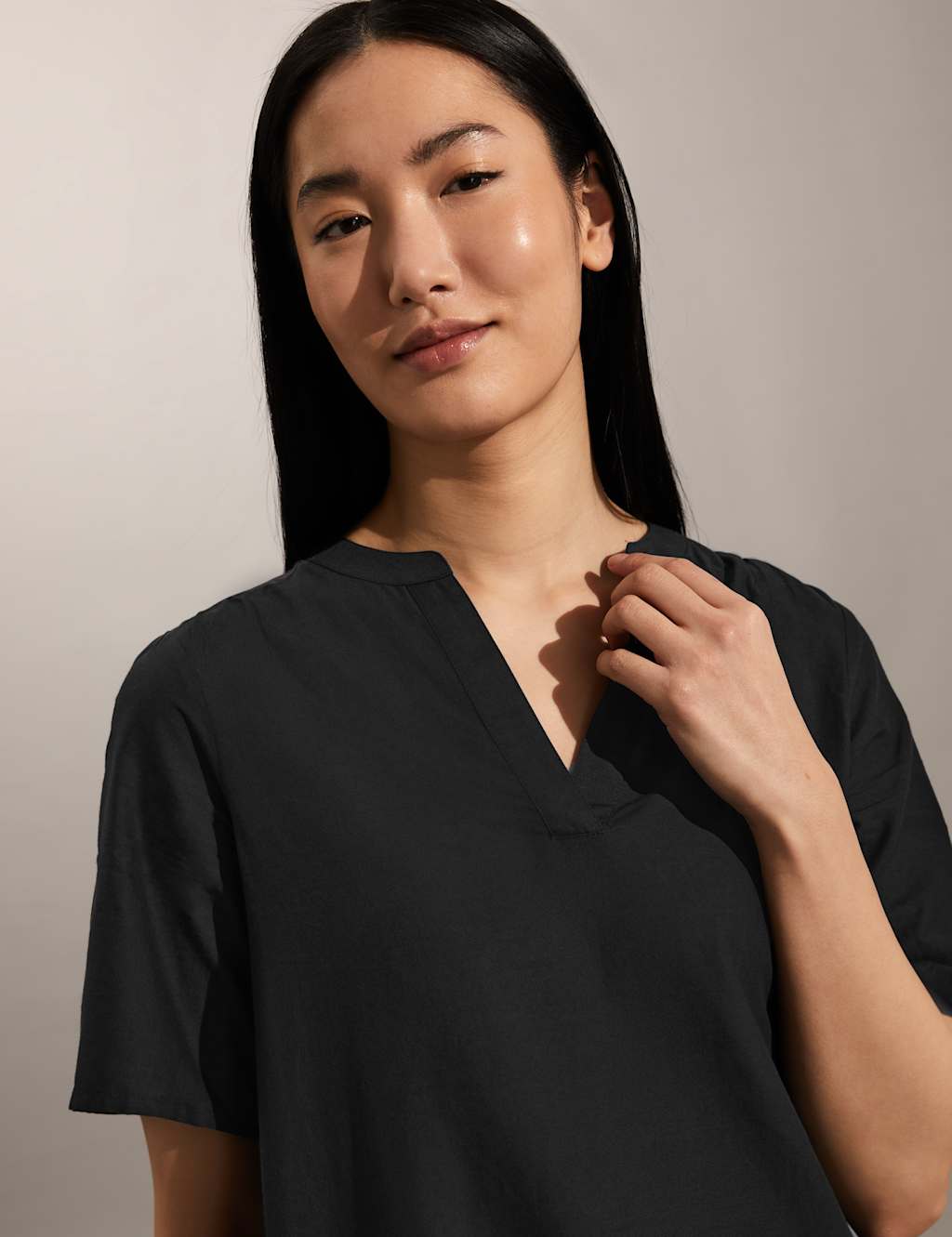 Pure Cotton Broderie V-Neck Mini Shift Dress image 3