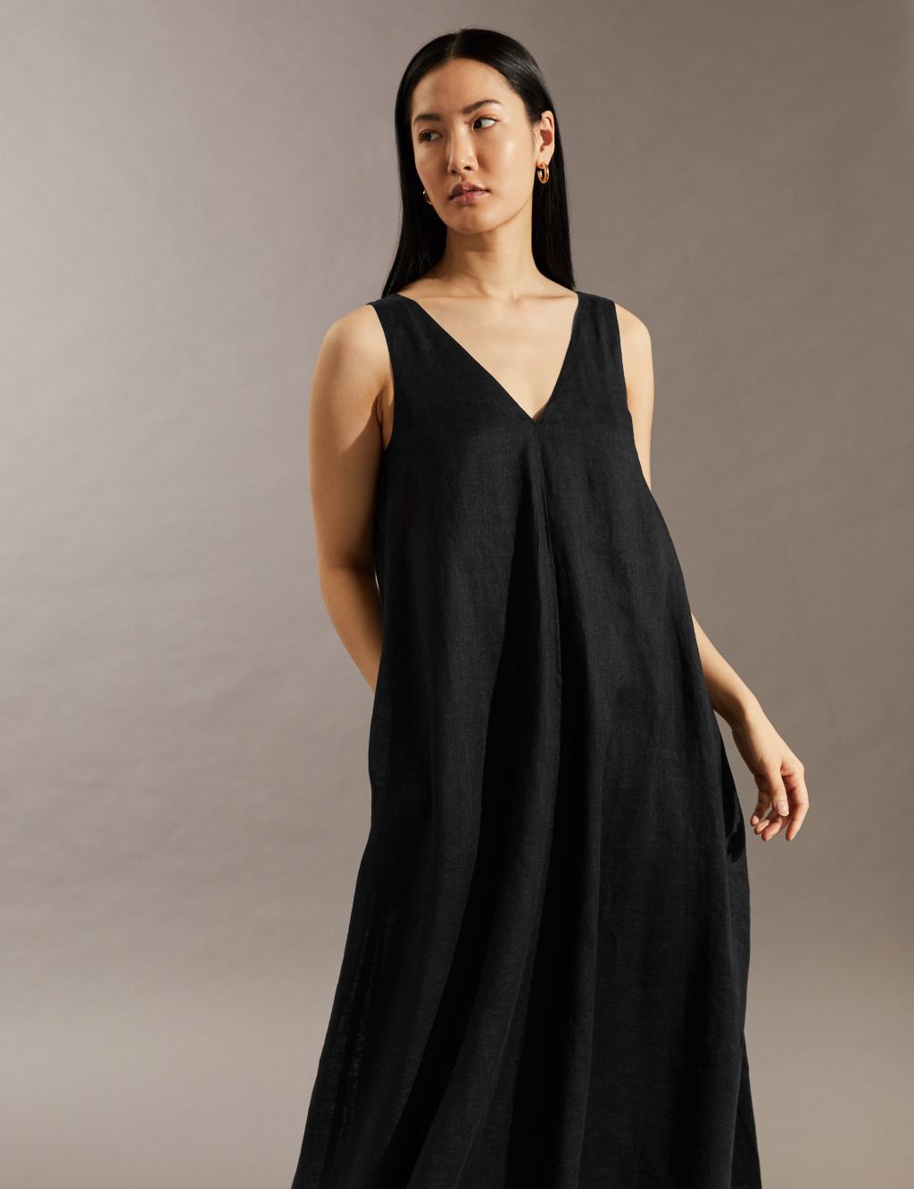 Pure Linen V-Neck Maxi Slip Dress image 2