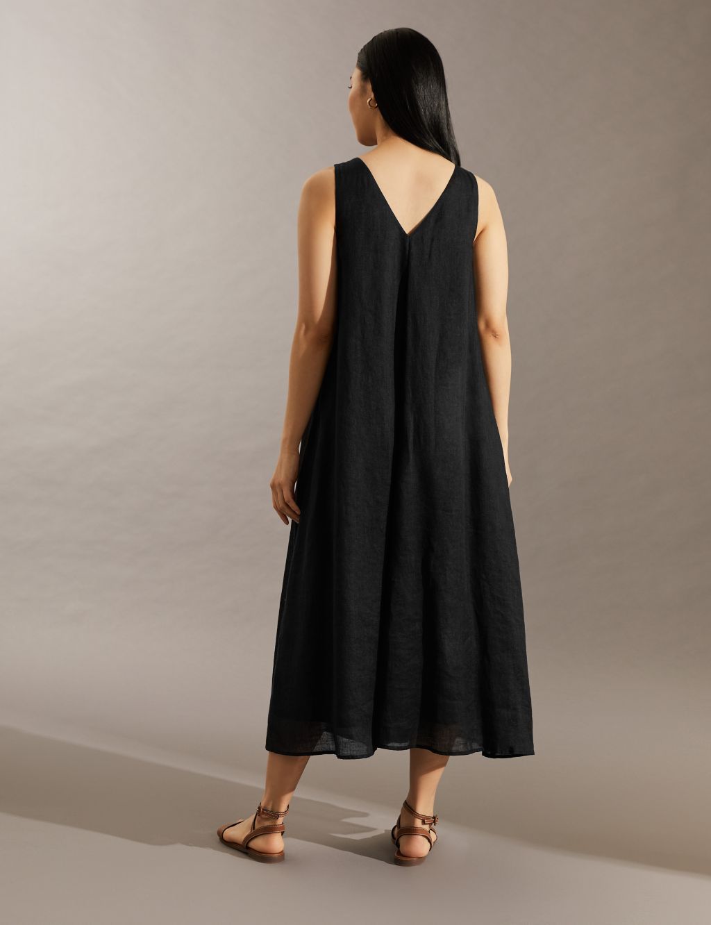 Pure Linen V-Neck Maxi Slip Dress image 4